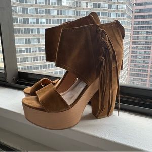 Ralph Lauren Fringe Suede Platforms in size 40